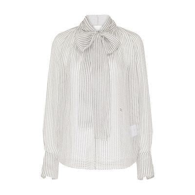 Polka dots blouse in silk chiffon with lavallière 